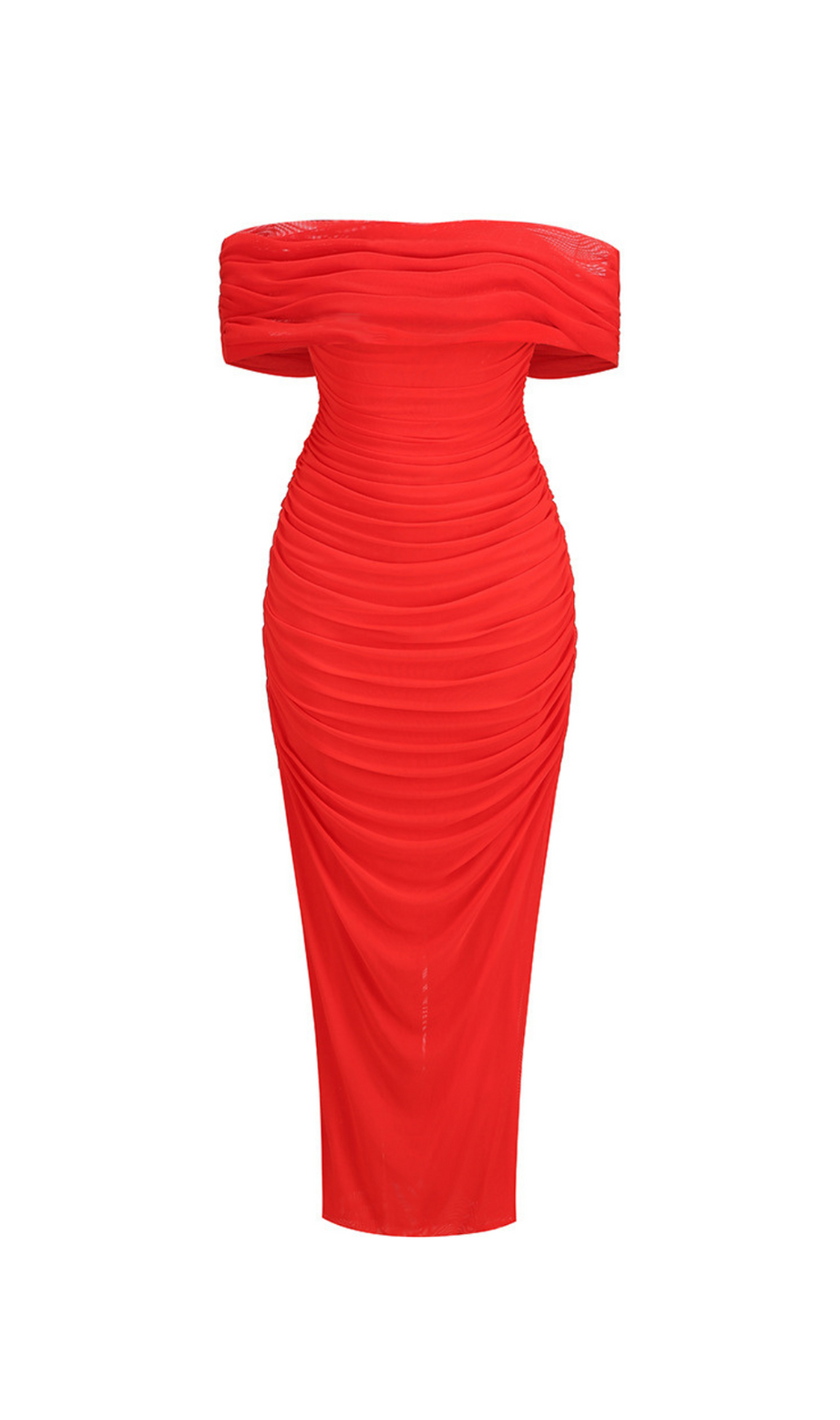 SHERRY OFF-SHOULDER TÜLL BANDAGE MAXIKLEID IN ROT