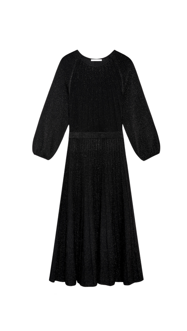 AIIZIE LUMIA KNITTED MIDI DRESS IN BLACK METALLIC - product image