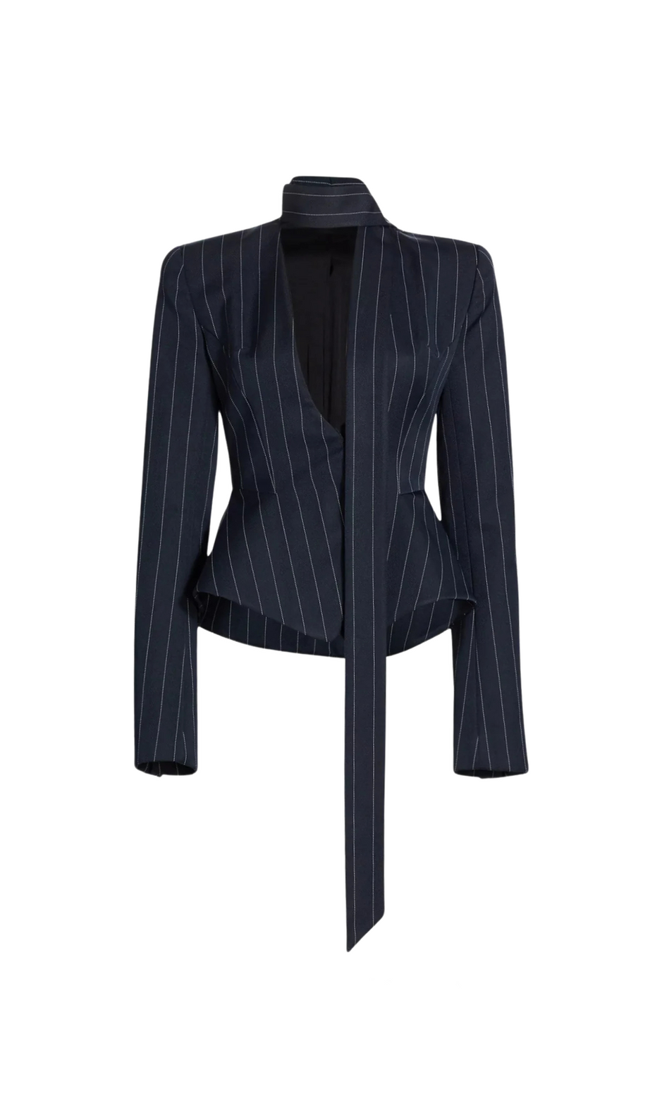 Blazer con sciarpa a righe gessate Hibyl in nero