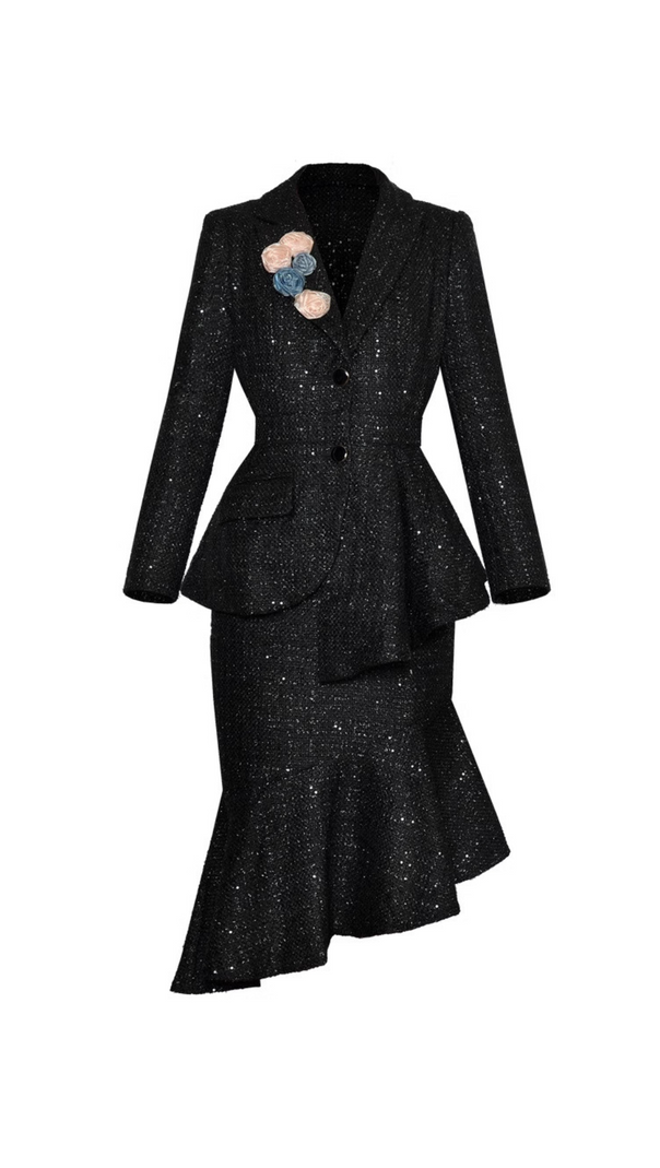 AIIZIE 3D FLOWER JACKET HIP FISHTAIL SKIRT SET - product image