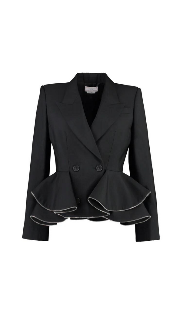 AIIZIE JAMIE ZIPPED PEPLUM DOUBLE-BREASTED BLAZER SET - product image
