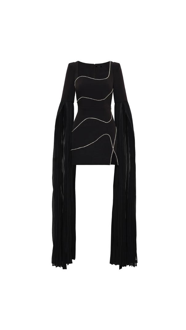 AIIZIE CRYSTAL-STRIPE BODYCON MINI DRESS IN BLACK - product image