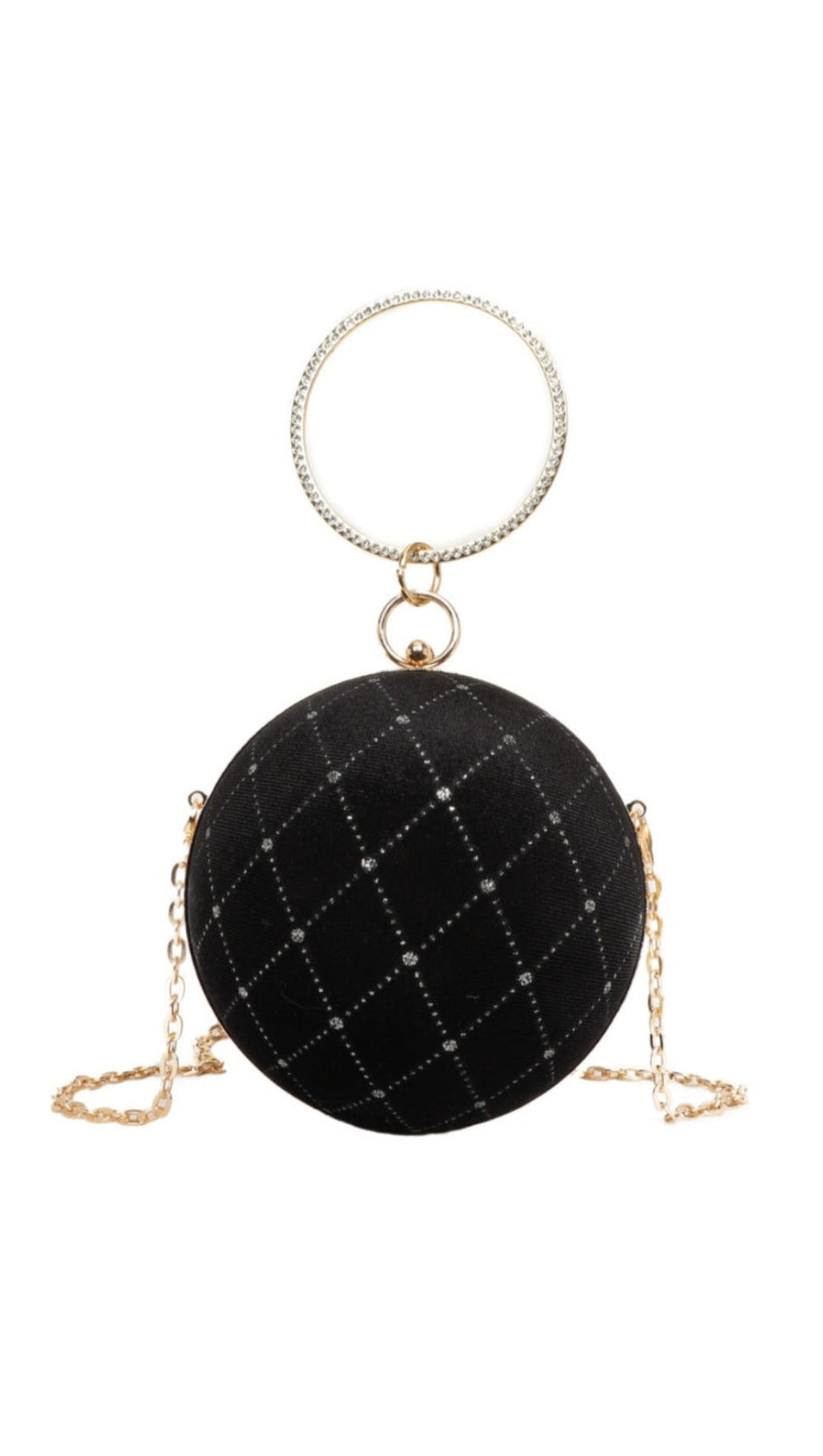 CIRCLE RHINESTONE VELVET CLUTCH
