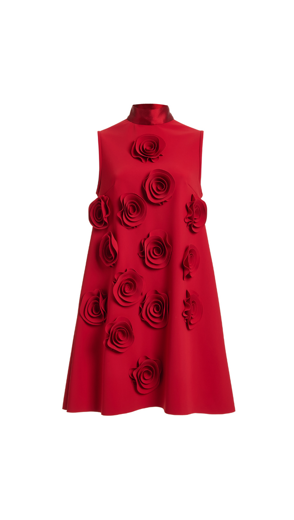 AIIZIE HILARY RED APPLIQUÉD SHIFT MINI DRESS - product image