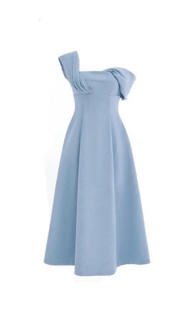 AIIZIE NAOMI ONE-SHOULDER STRAP MIDI DRESS IN BLUE - product image
