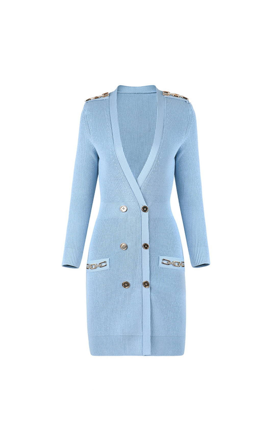 CAROLINE MINIKLEID MIT METALLBODEN IN BLAU