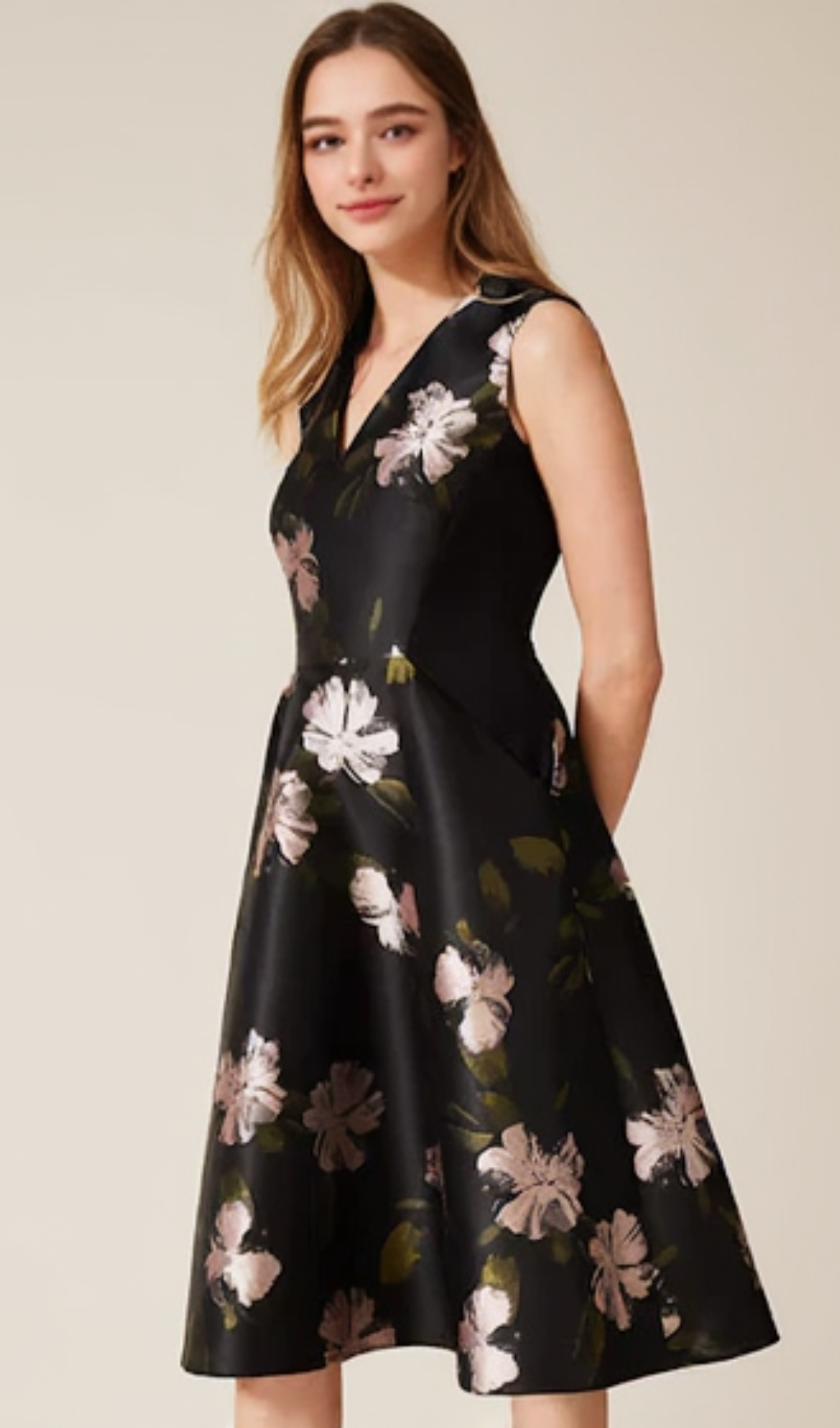 ABITO MIDI IN JACQUARD FLOREALE NERO