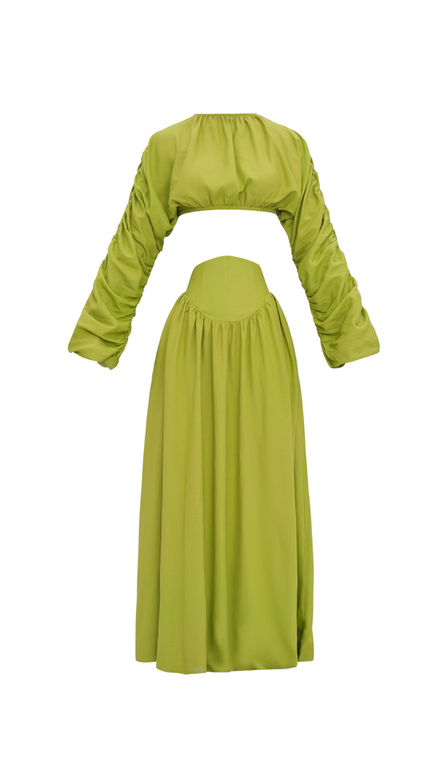 AIIZIE SHEILA CORP TOP CORSET SKIRT SET IN LIME - product image