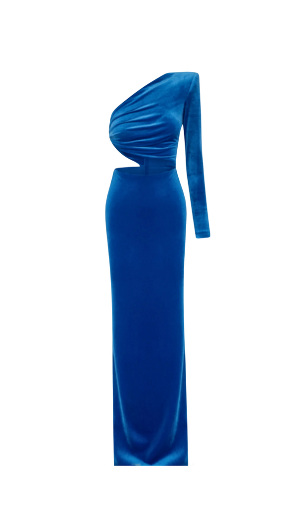 AIIZIE GIANNI ONE SHOULDER VELVET CUTOUT MAXI DRESS - product image