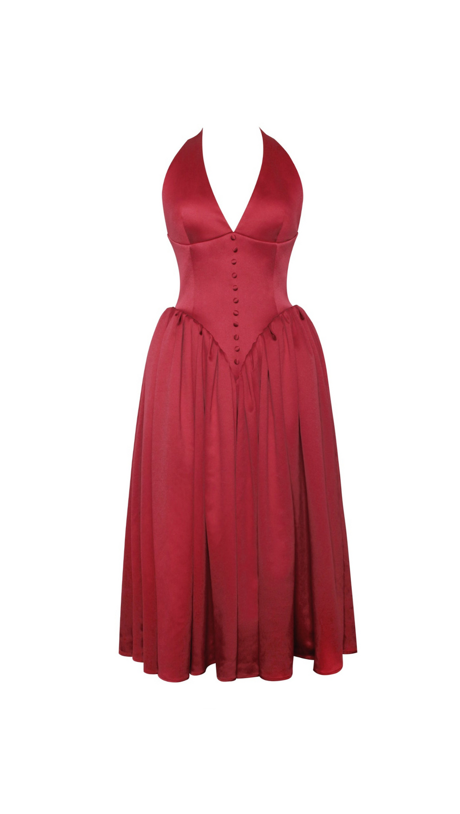 WENDY PLUNGING HALTER BACKLESS MAXI DRESS IN RED