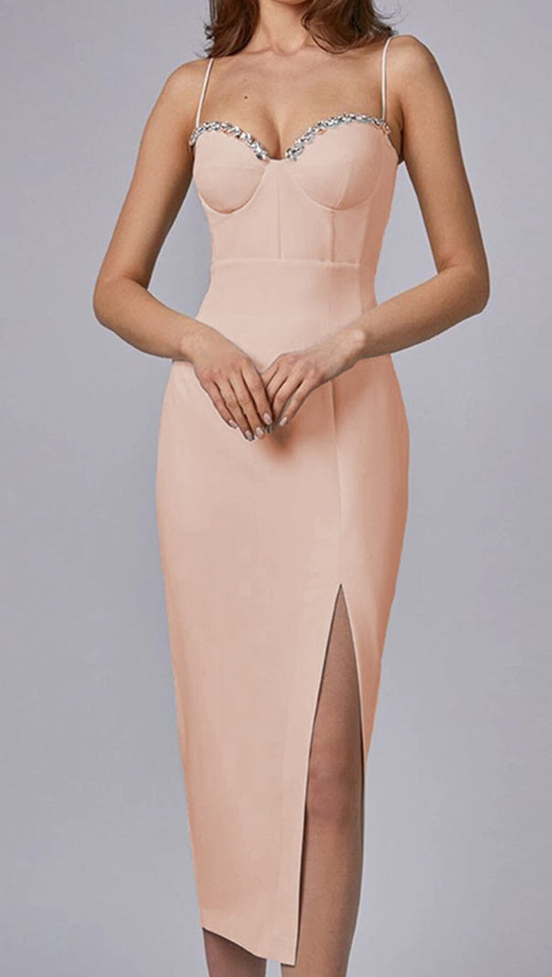 ABITO MIDI SLIM CON SPALLINE