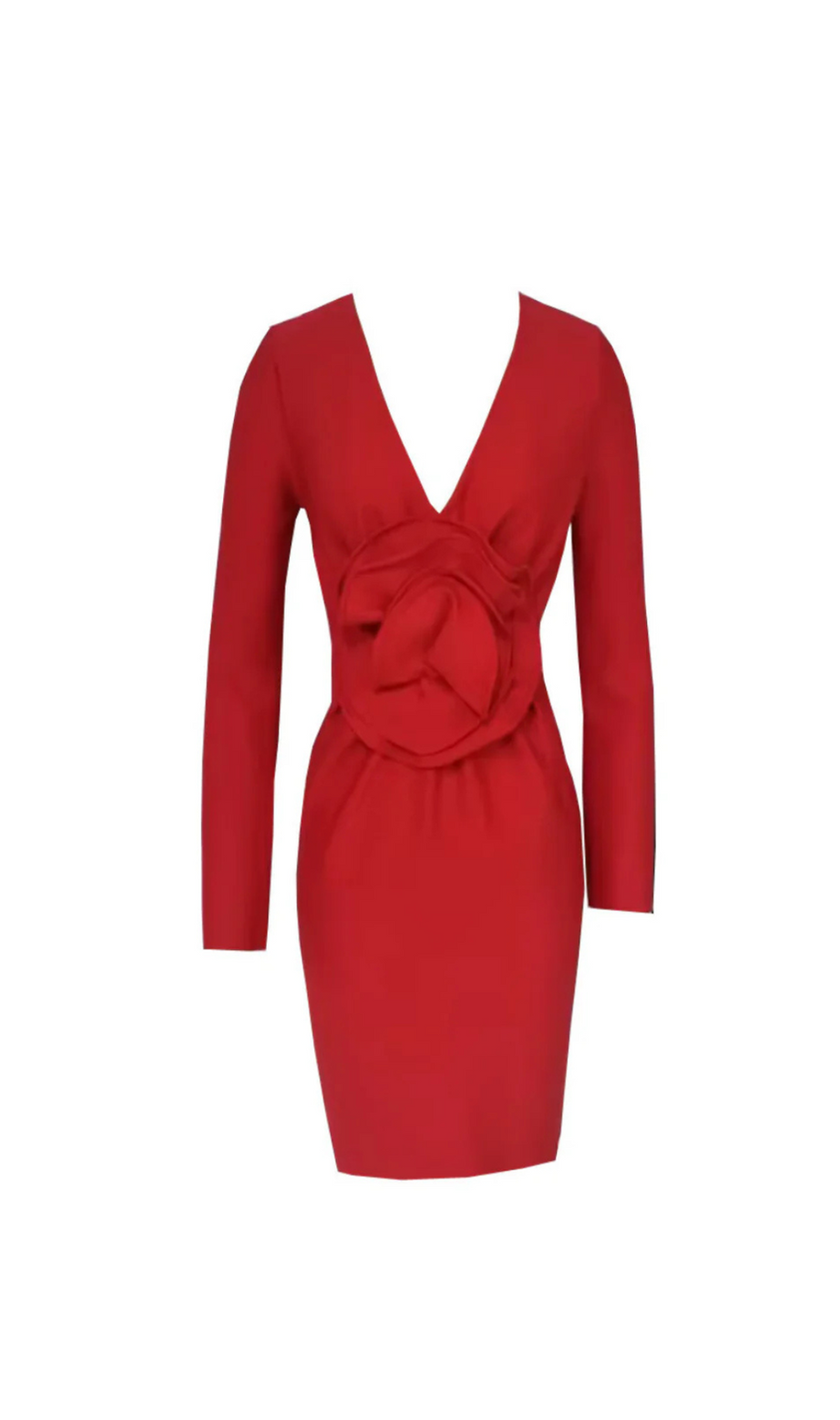 Bertilde V Neck Flower Mini Dress in red