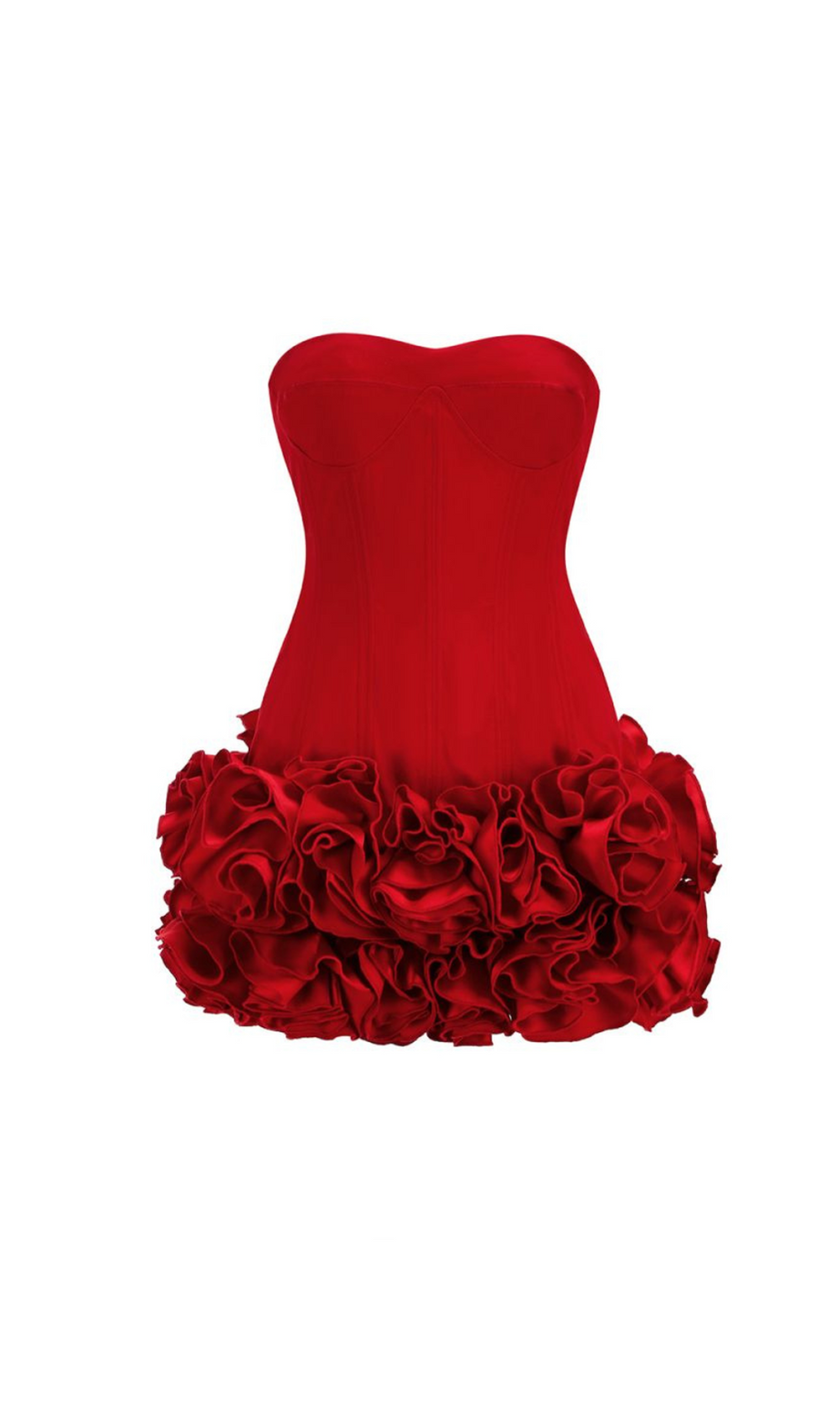 ANGELA RED FLOWER-TRIM EMBELLISHED STRAPLESS MINI DRESS