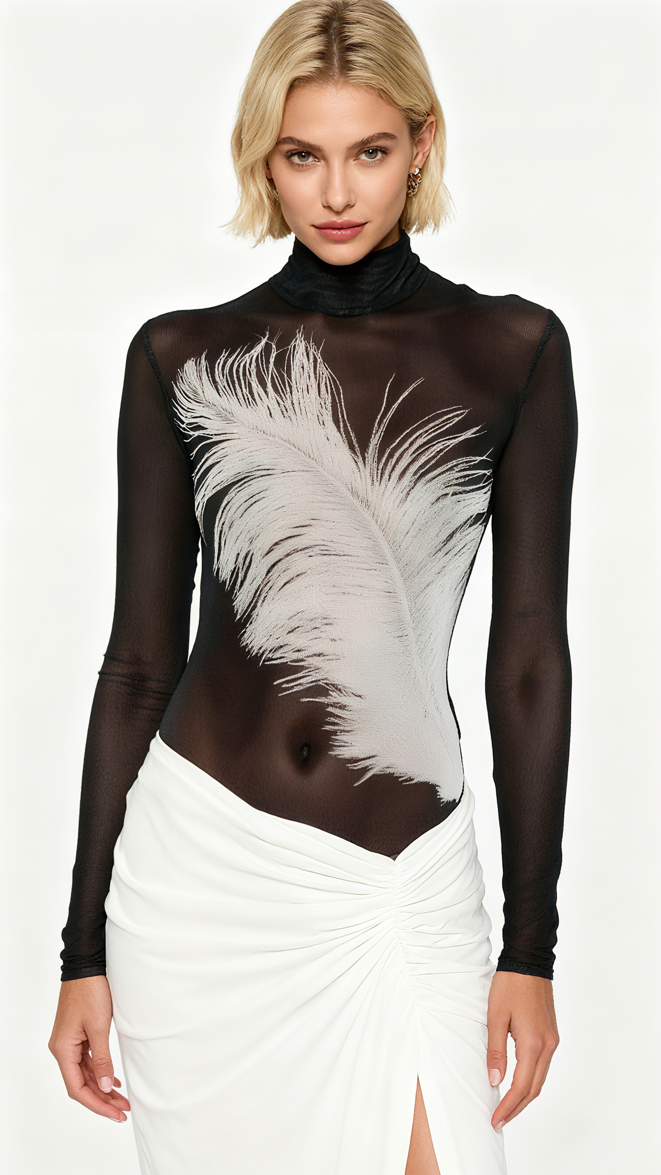 DEIRDRE FEATHER MESH BODYSUIT