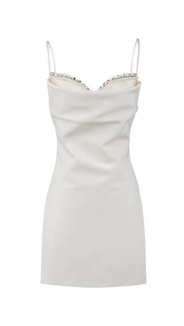 AIIZIE CRYSTAL CAMISOLE MINI DRESS IN WHITE - product image