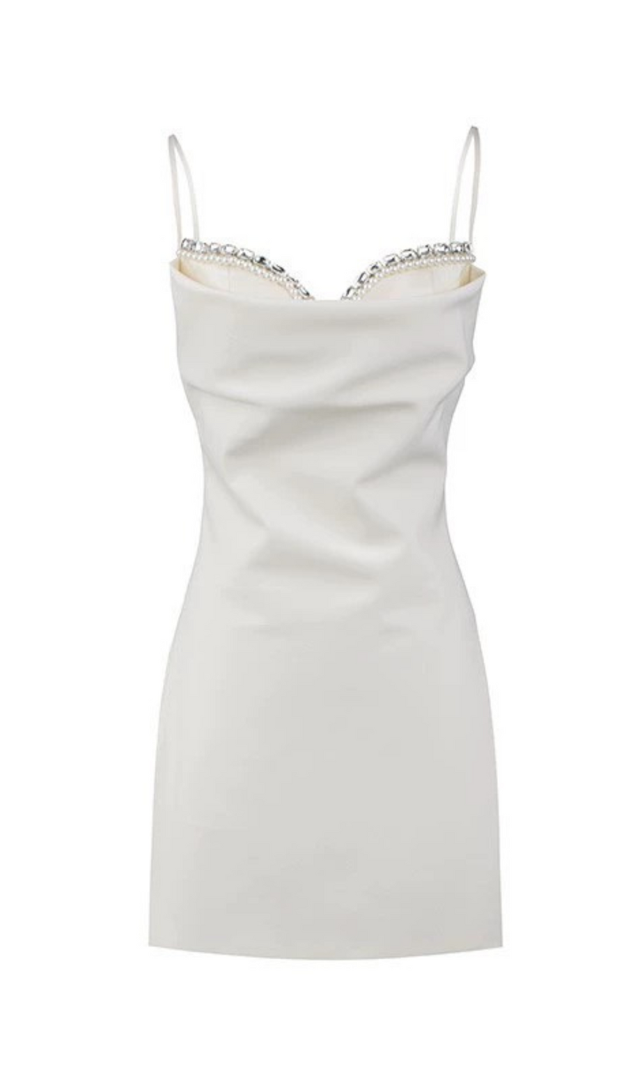 CRYSTAL CAMISOLE MINI DRESS IN WHITE