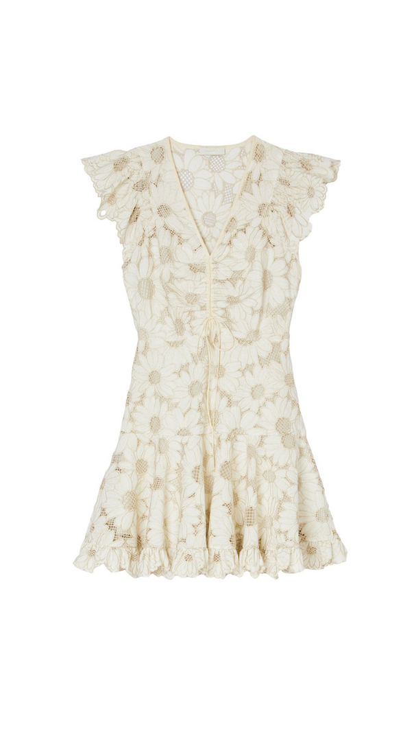 AIIZIE RENATA DAISY GUIPURE V NECK MINI DRESS - product image