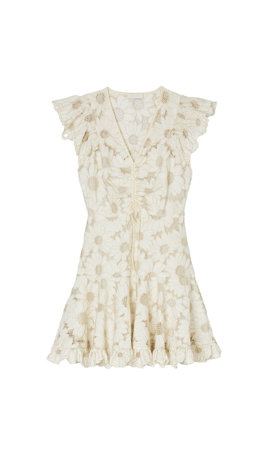 RENATA DAISY GUIPURE V NECK MINI DRESS