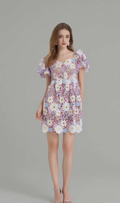 mini abito in pizzo con ganci cavi viola winifred