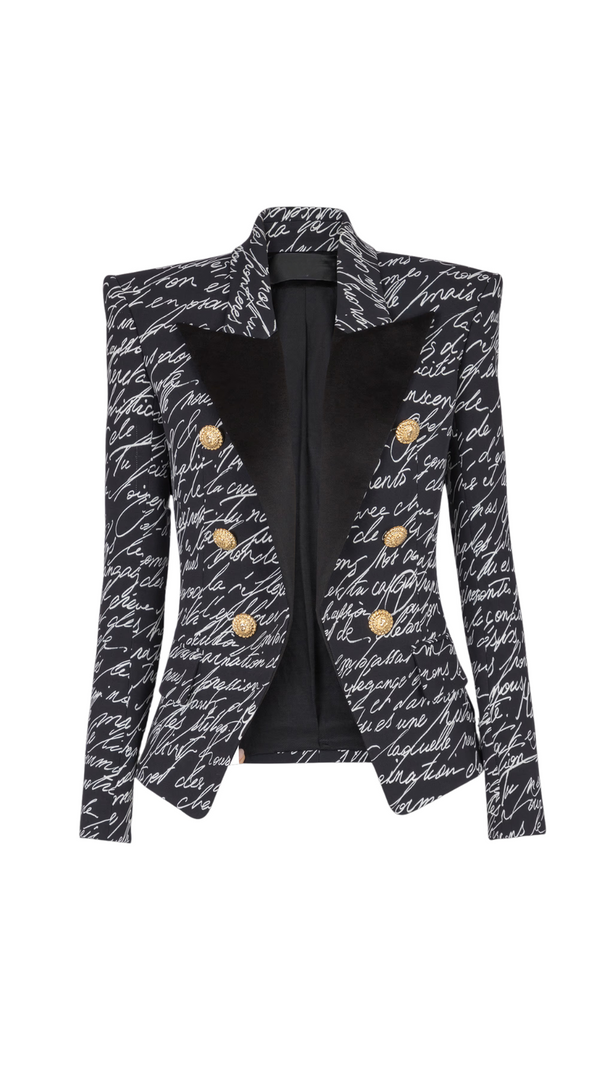 AIIZIE ALPHABET PATTERN BLACK JACKET WITH SINGLE BUTTON - product image
