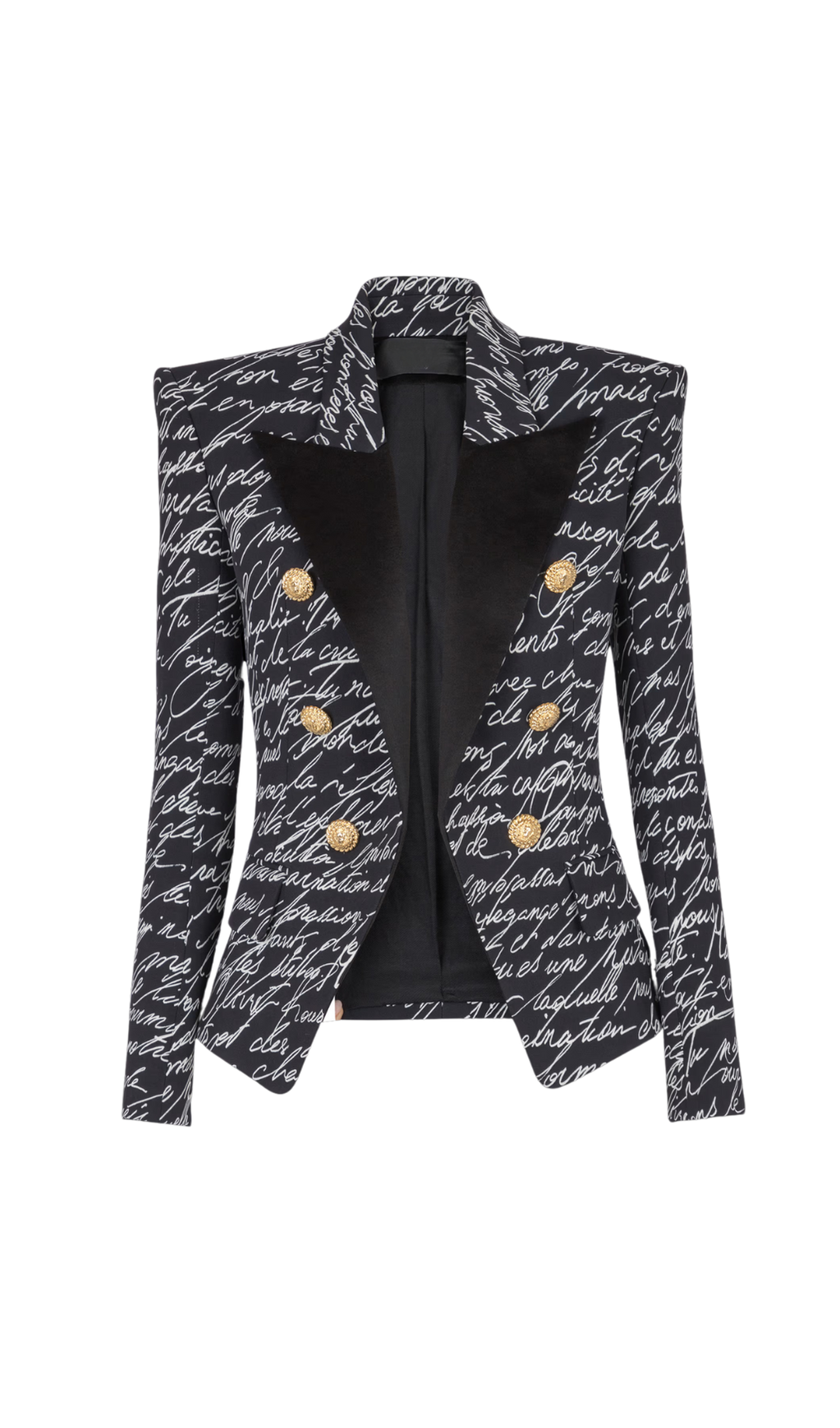 ALPHABET PATTERN BLACK JACKET WITH SINGLE BUTTON