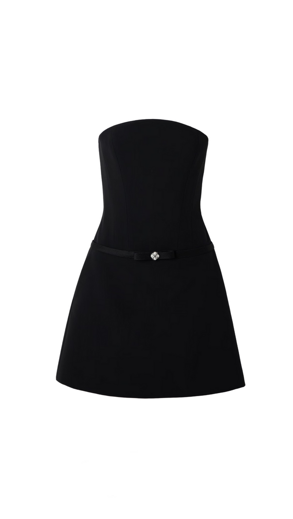 AIIZIE EMBELLISHED STRAPLESS CADY MINI DRESS IN BLACK - product image