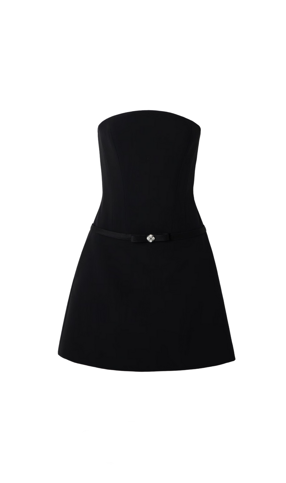 Verziertes trägerloses Cady-Minikleid in Schwarz