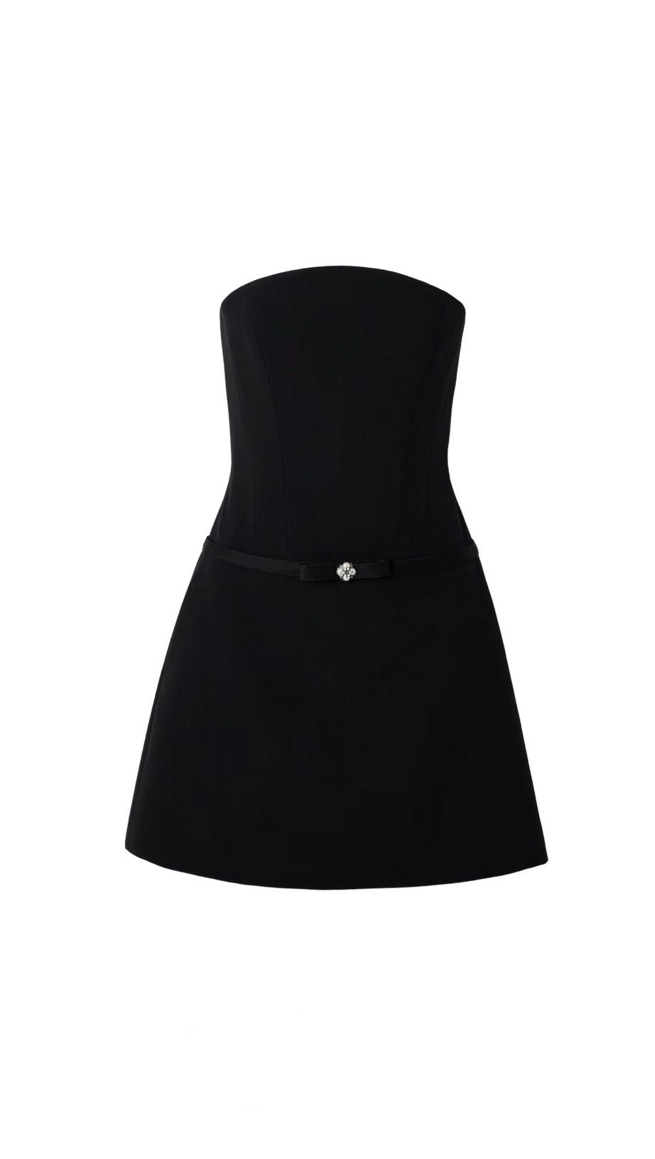 Verziertes trägerloses Cady-Minikleid in Schwarz