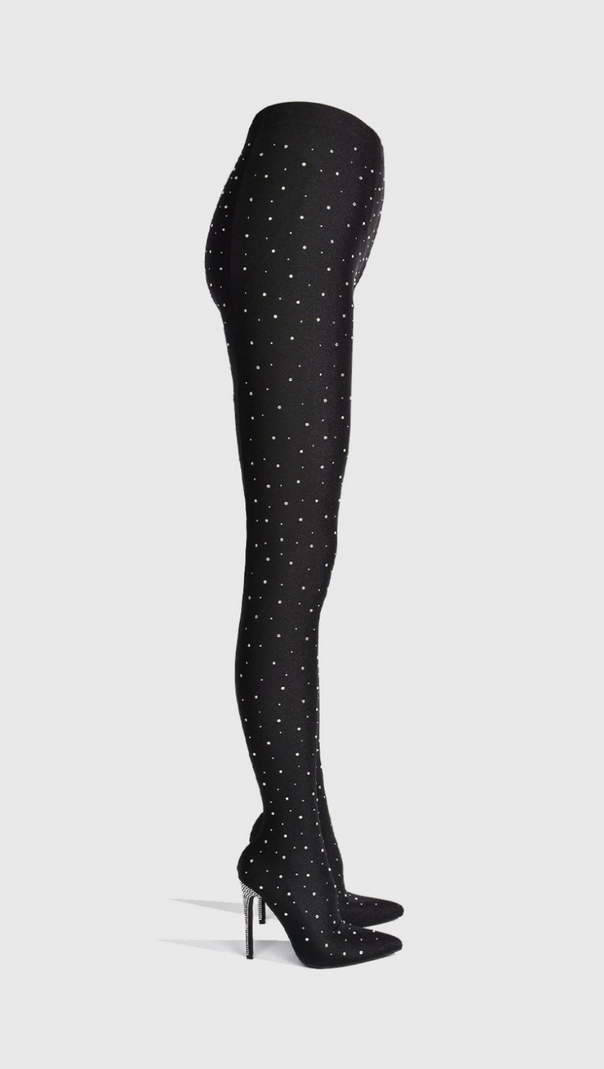 AIIZIE SAGIER RHINESTONE LEGGING BOOTS - BLACK - product image
