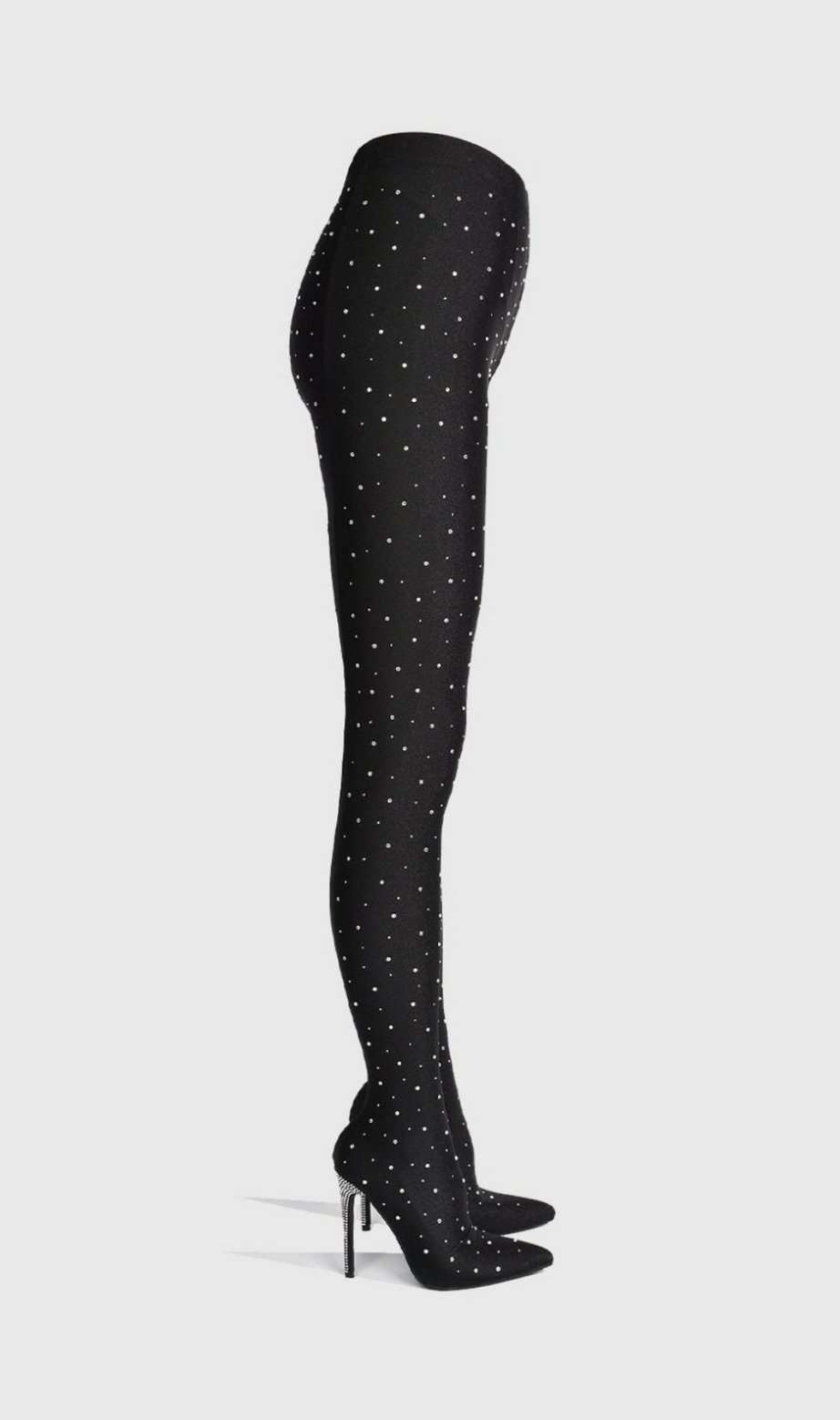Sagier Rhinestone Legging Boots - Black