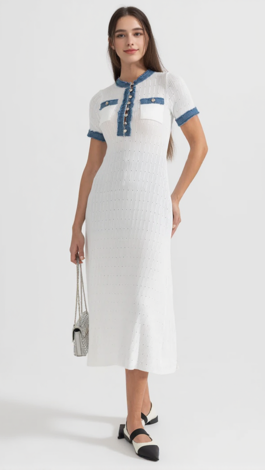 RIBBED KNIT MIDI DRESS