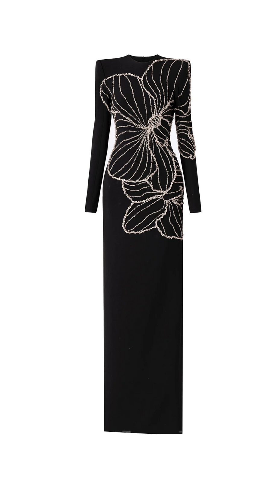 RAELYNN BODYCON LONG SLEEVE CREPE MAXI DRESS