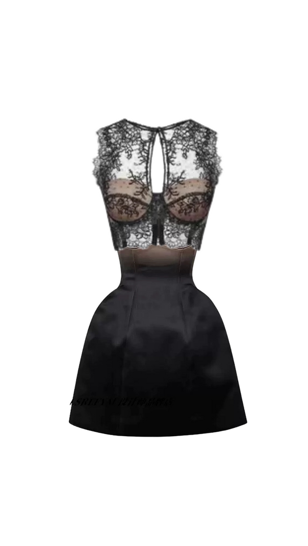 AIIZIE NUDE OMBRE BLACK UNDER-BUST CORSET MINI SKIRT SET - product image