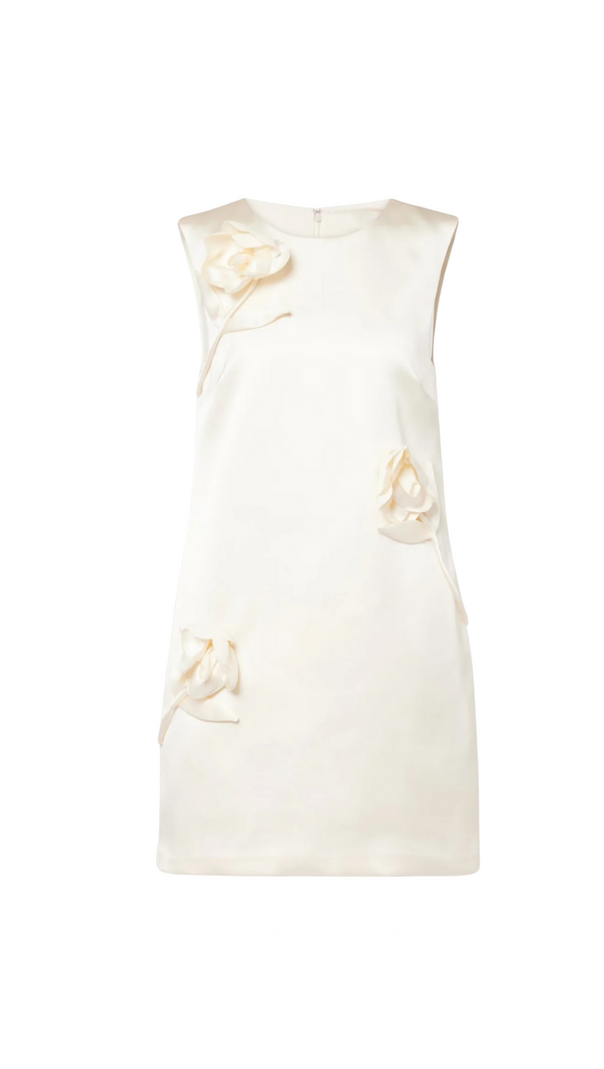 AIIZIE GIORLIA FLORAL APPLIQUÉ SATIN MINI DRESS - product image