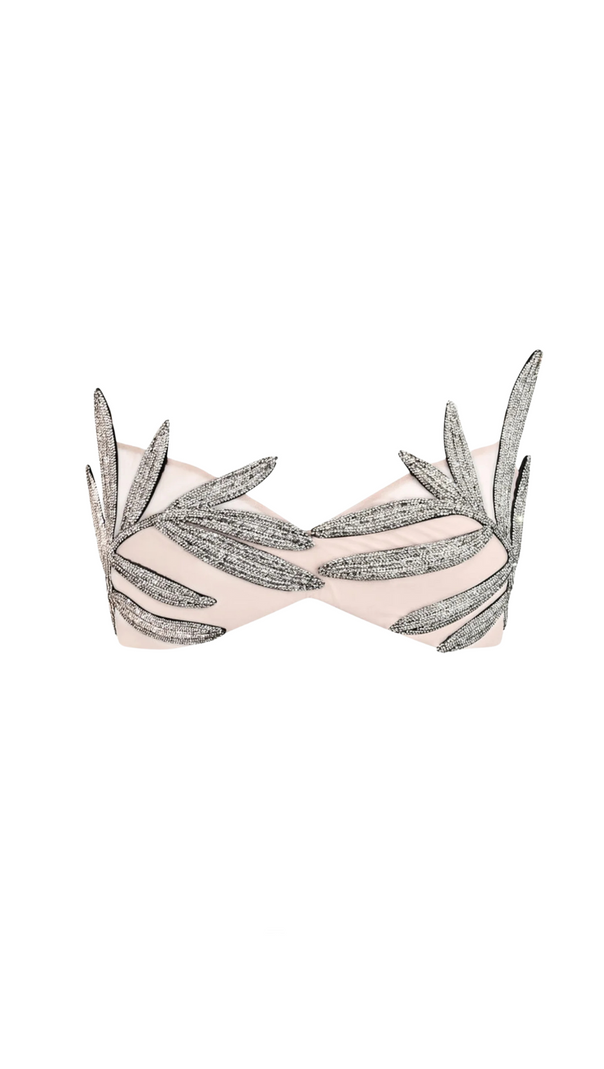 AIIZIE VIEBY LEAF CRYSTAL BRALETTE IN APRICOT - product image