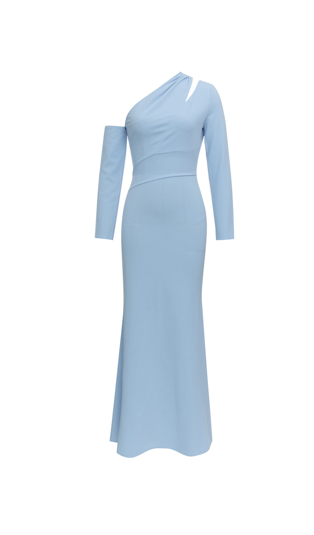 XYLIA BLUE ASYMMETRICAL ONE-SHOULDER BODYCON MAXI DRESS
