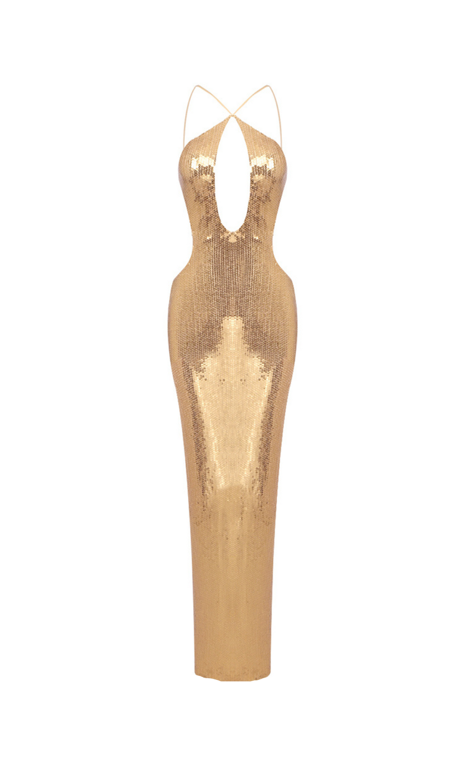 Bodycon-Maxikleid mit Pailletten in Gold
