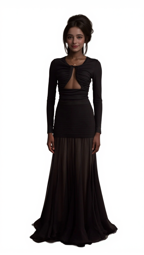 AIIZIE ANAÏS BLACK OPEN-FRONT GATHERED TOP - product image