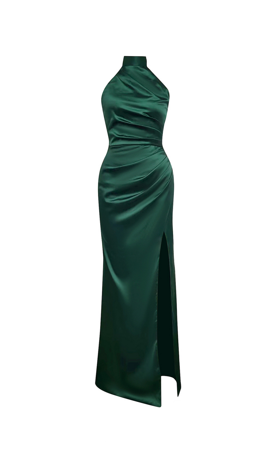 EMMA – Neckholder-Maxikleid aus Satin im Meerjungfrauen-Stil in Grün