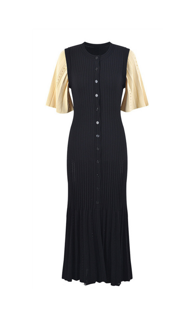 AIIZIE BEULAH KNIT MIDI DRESS IN BLACK - product image