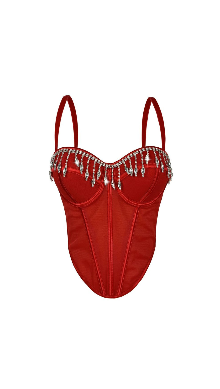 Jemima Red Diamante Corset Top | Sparkling Glamour Bustier