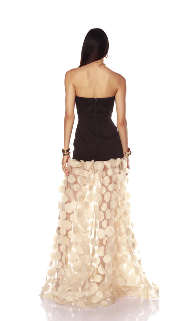 AIIZIE STRAPLESS A LINE MAXI DRESS BLACK IVORY - product image