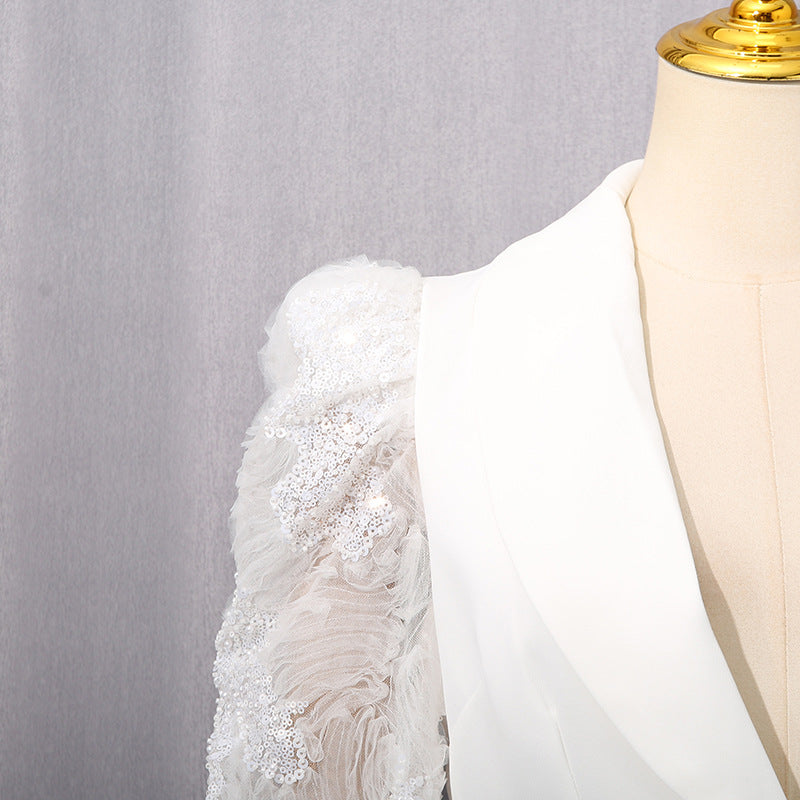 HAWISE GLAMOROUS SEQUIN & LACE PEPLUM TWO-PIECE SET