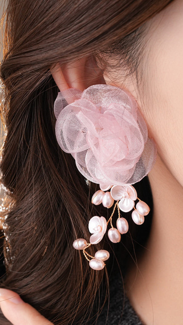 AIIZIE DYANI PINK FLOWER EARRINGS - product image