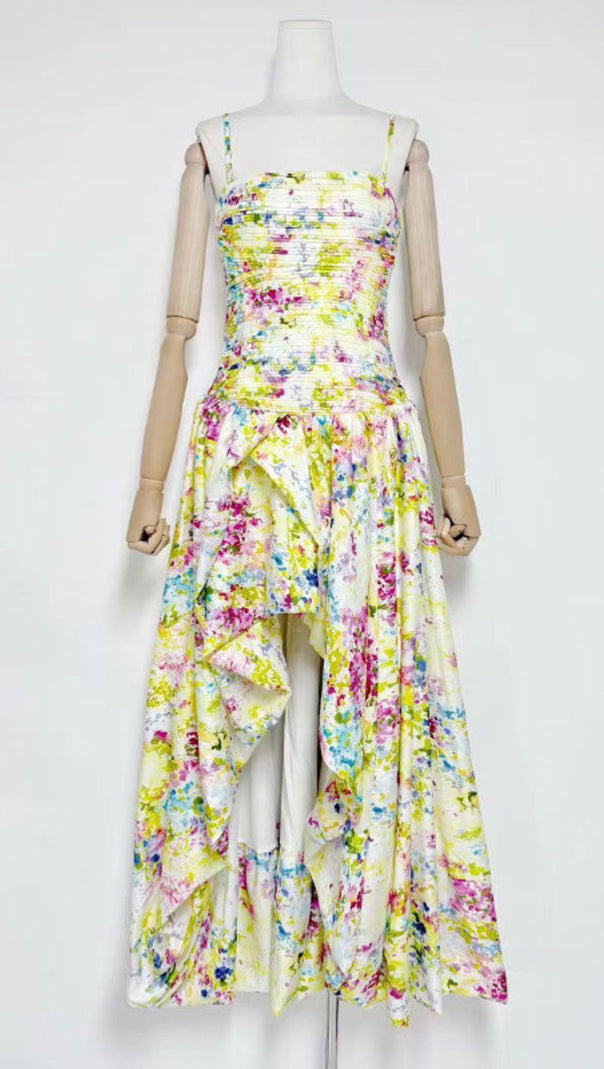 AIIZIE HESTIA STRAPLESS BLUE FLORAL MAXI DRESS - ELEGANT GARDEN PRINT - product image