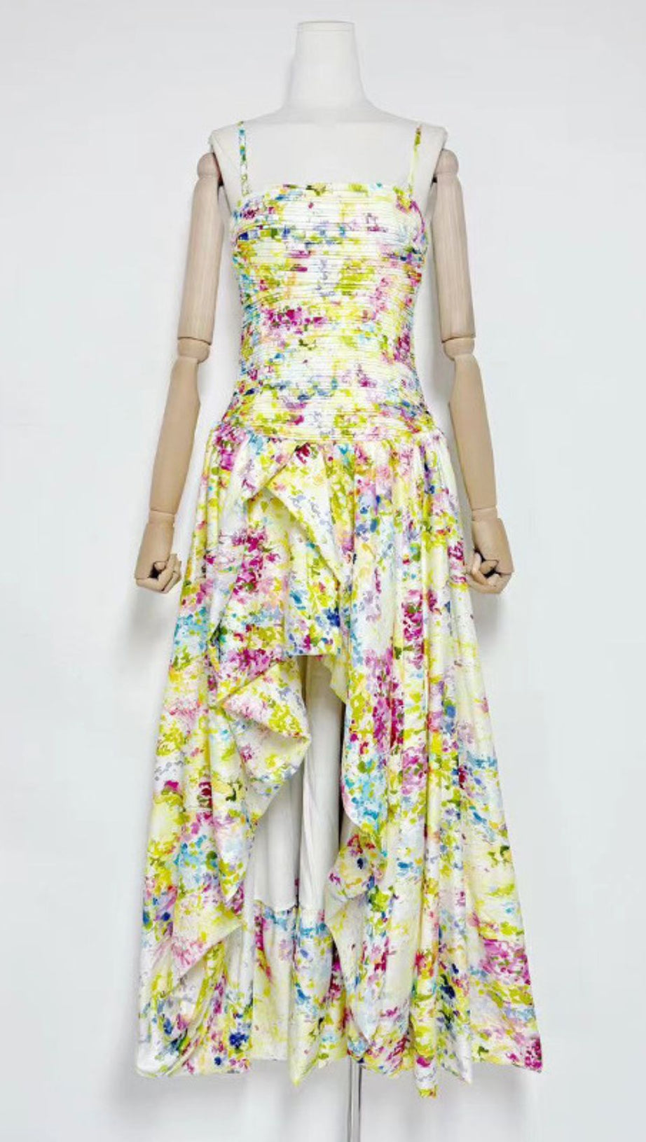 HESTIA STRAPLESS BLUE FLORAL MAXI DRESS - ELEGANT GARDEN PRINT
