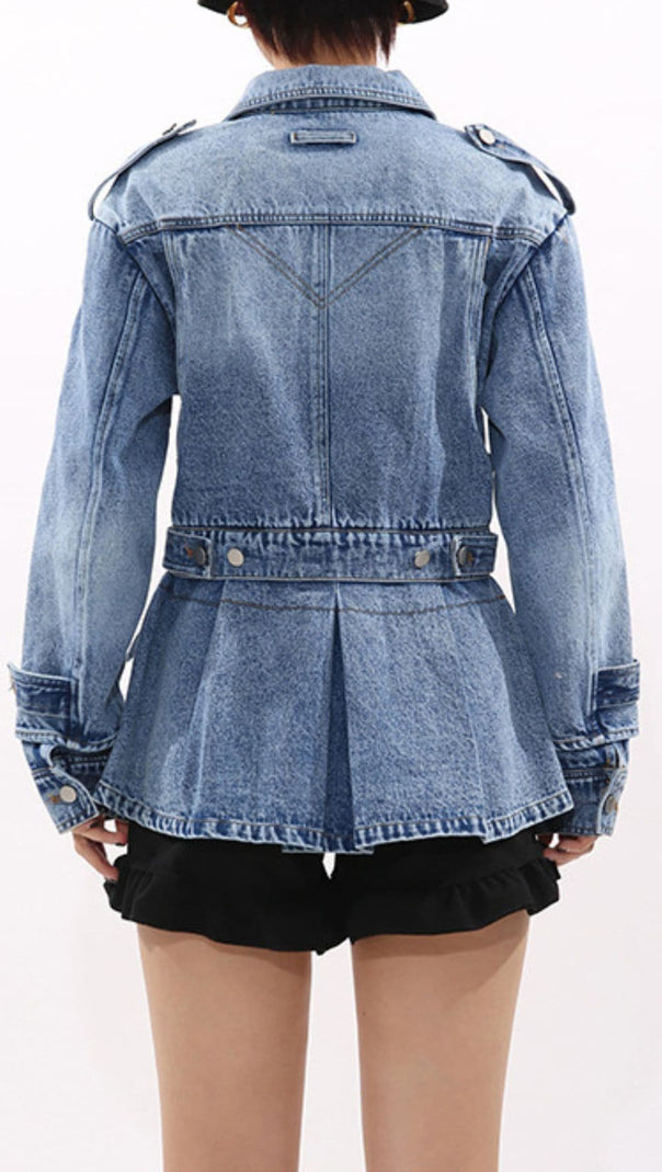 ILA WOMEN'S BELTED UTILITY DENIM JACKET - MODERN CHIC & VERSATILE