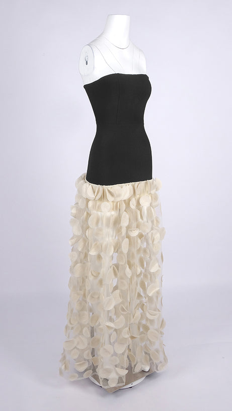 STRAPLESS A LINE MAXI DRESS APRICOT