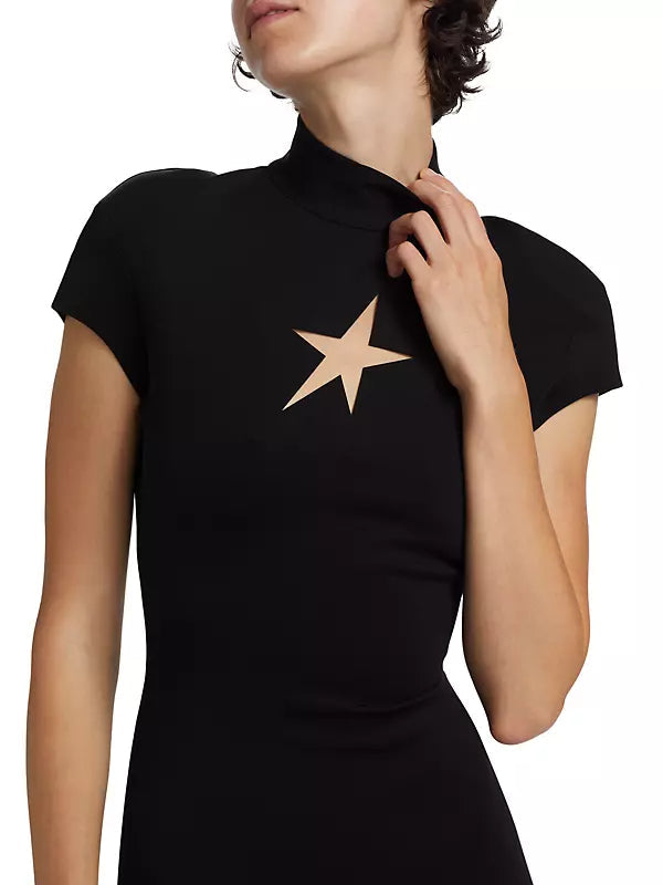 STAR CUT-OUT BODYCON MINI DRESS IN BLACK