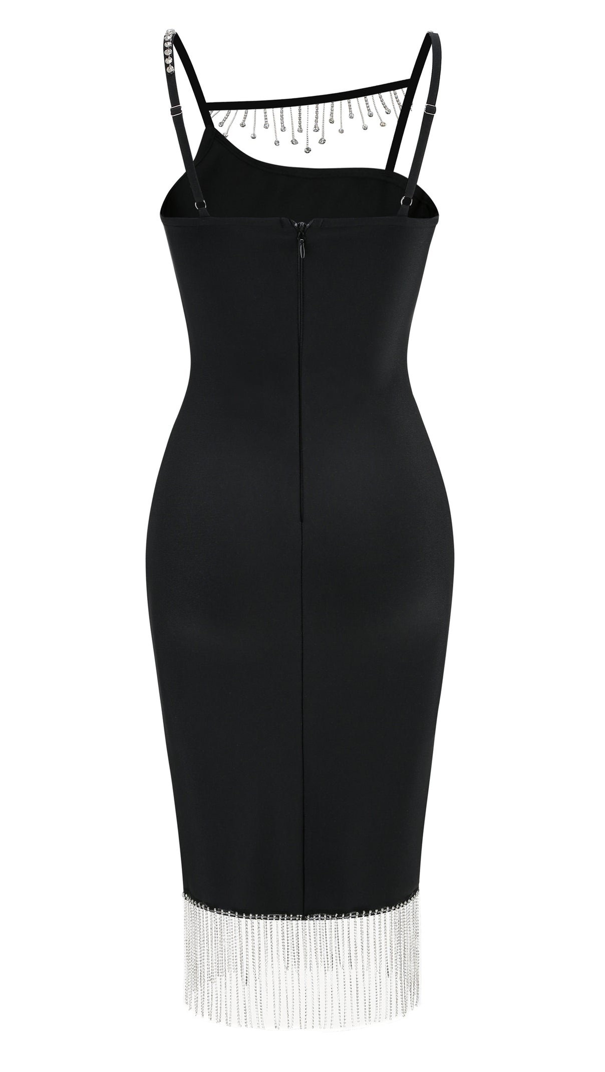 AIIZIE RHINESTONE METAL CHAIN TASSEL BANDAGE DRESS - product image